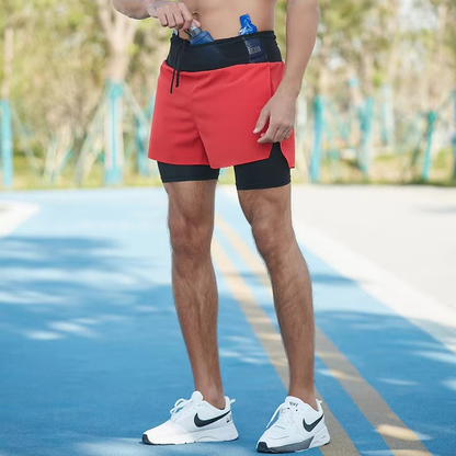 DROMO - Pantaloncino Running 2-in-1 con Tasche Multifunzionali