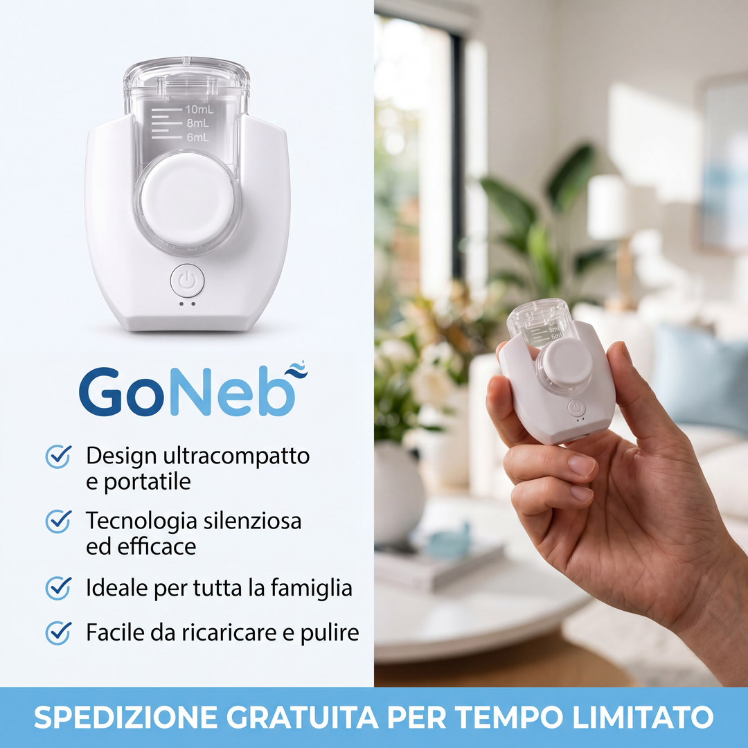 GoNeb - Mini Nebulizzatore Portatile. Tecnologia compatta, utilizzo semplice.